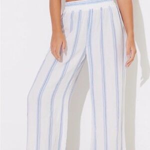 Ocean Drive Blue and White Striped Wide Leg Pants
